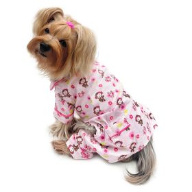 Girly Monkey Flannel Pajamas with 2 Pockets - L