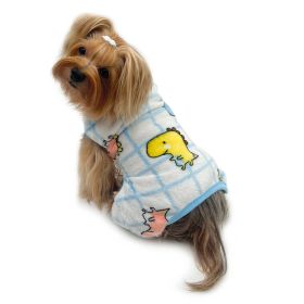 Ultra Plush Colorful Dinosaurs Front Sleeveless Pajamas - L
