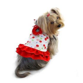 Soft Knit Cotton Cherries Dress w/Shoulder Ties - L