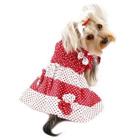 Red & White Polka Dots Sundress with Contrasting Flowers - XL