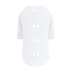 Dainty Bow Sweater (Color: White, size: MD)