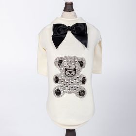 Teddy Bow Tee Dog Tee (Color: Ivory, size: LG)